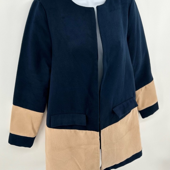 Colorblock Open Front Overcoat - Picture 4 of 7